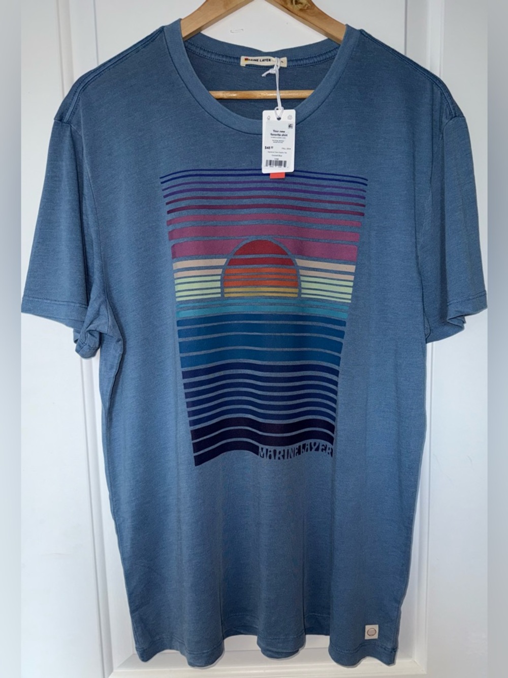Marine Layer NWT Signature Crew Graphic Tee in Coronet Blue - Picture 3 of 8